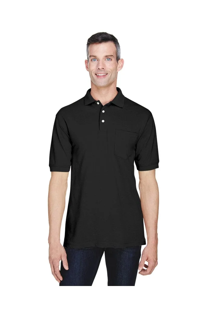 Harriton M265P: Men's 5.6 oz. Easy Blend(tm) Polo with Pocket