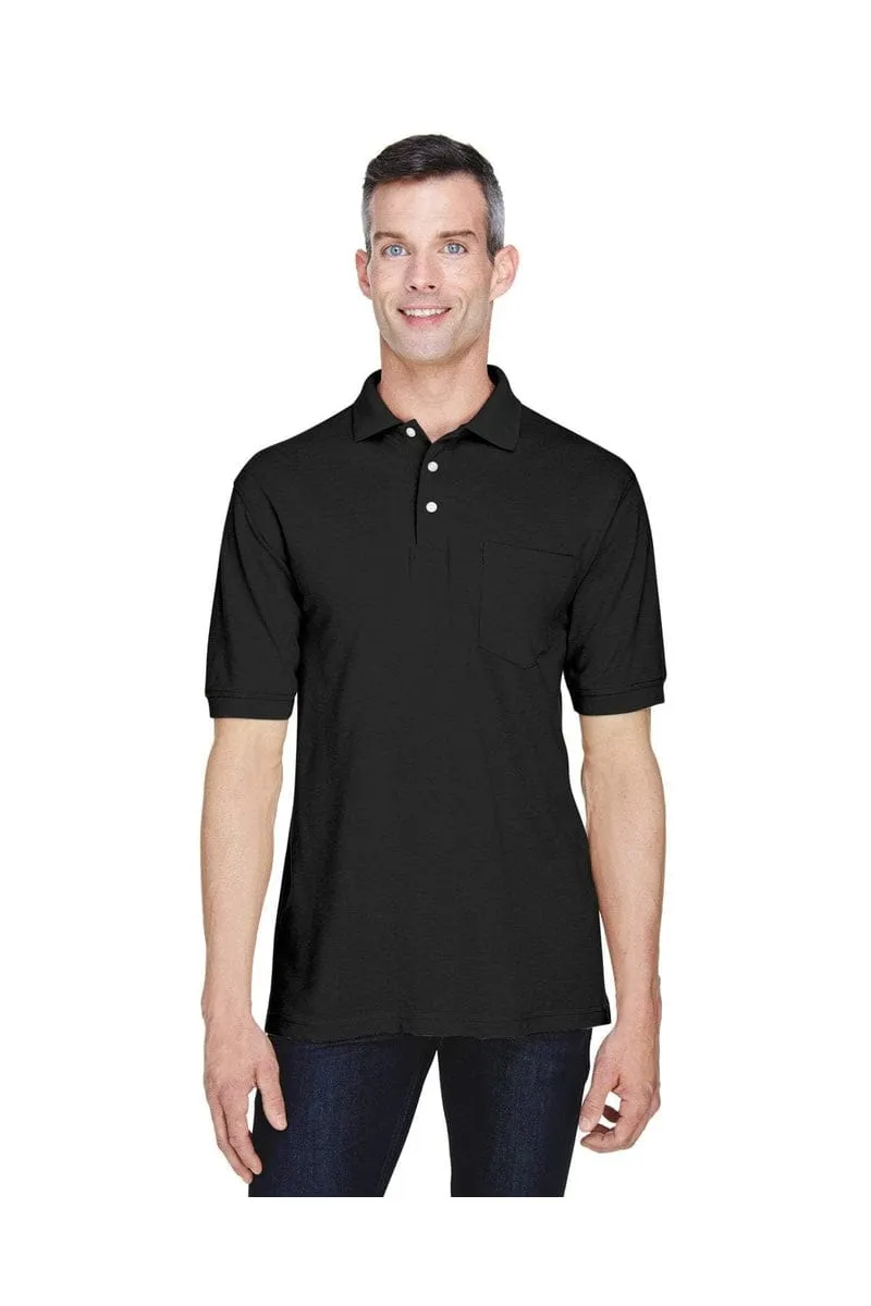 Harriton M265P: Men's 5.6 oz. Easy Blend(tm) Polo with Pocket