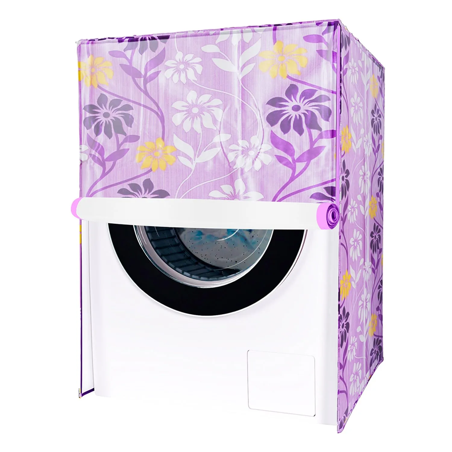 Heart Home Washing Machine Cover | Flower Print Washing Machine Cover | Knitting Polyester | Front Load Washing Machine Cover | Purple