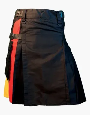 HYBRID BLACK KILT WITH GERMAN FLAG PLEATS