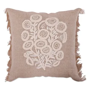 Indoor Posie Natural 18-inch Throw Pillow