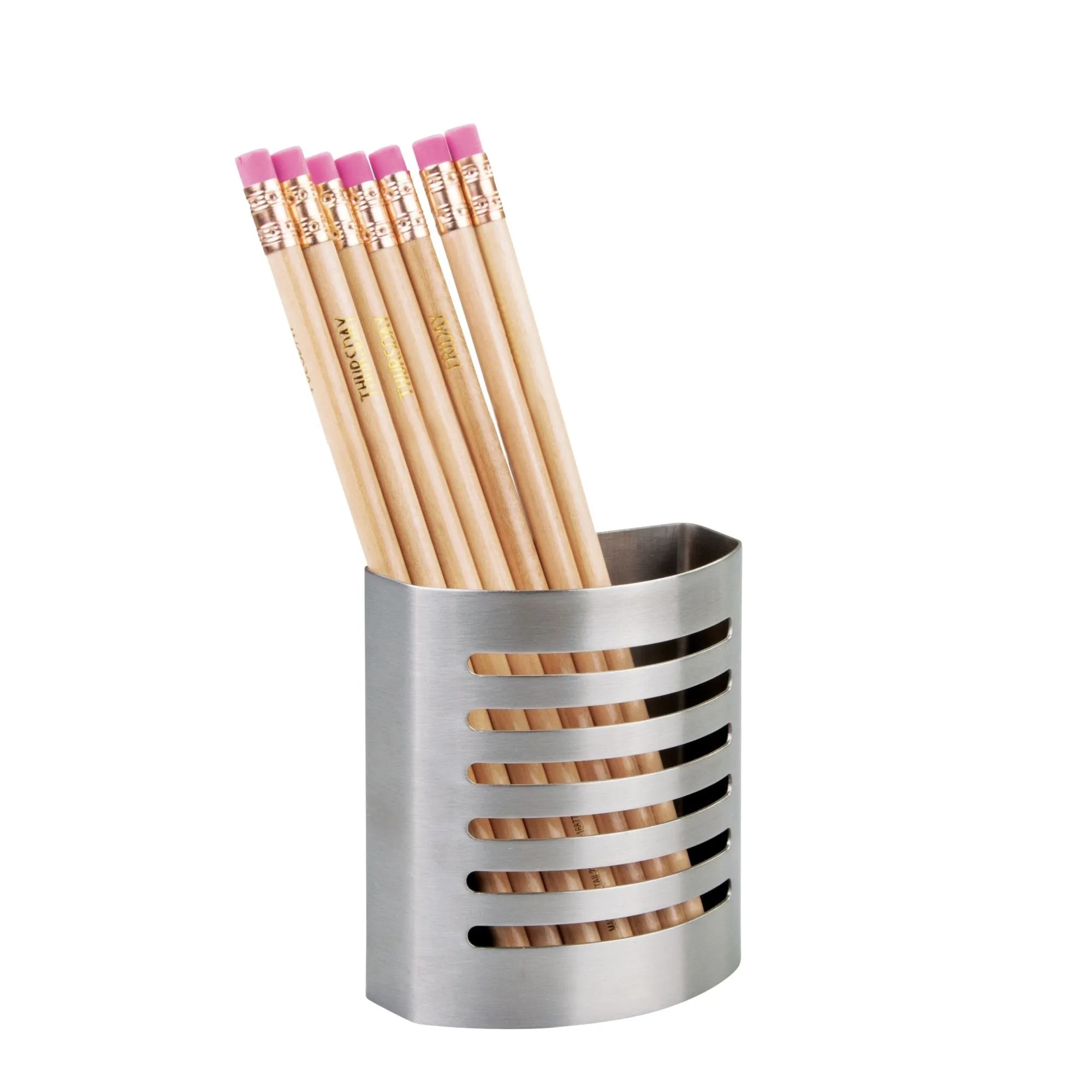 InterDesign Forma Magnetic Pencil Cup, Brushed Stainless Steel