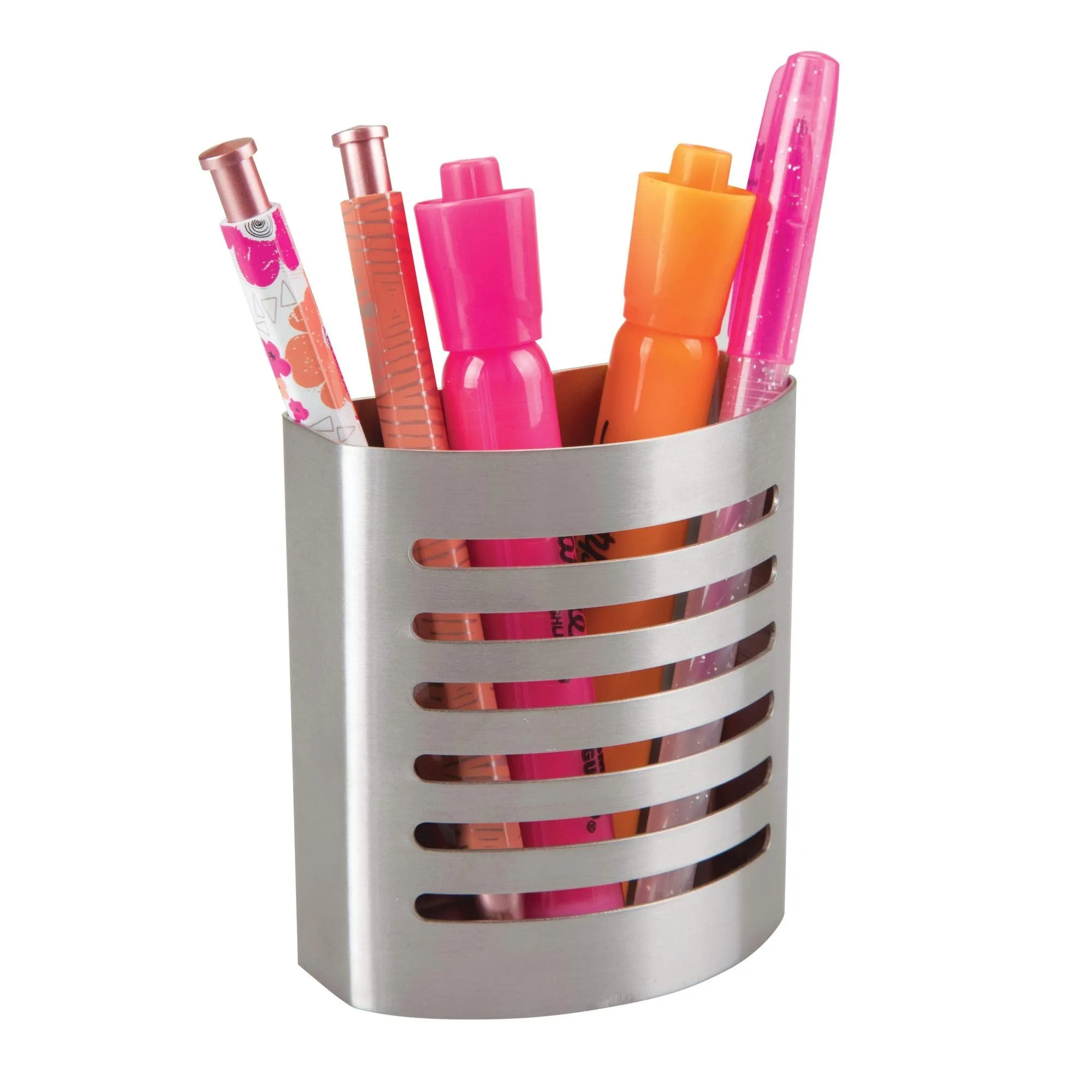 InterDesign Forma Magnetic Pencil Cup, Brushed Stainless Steel