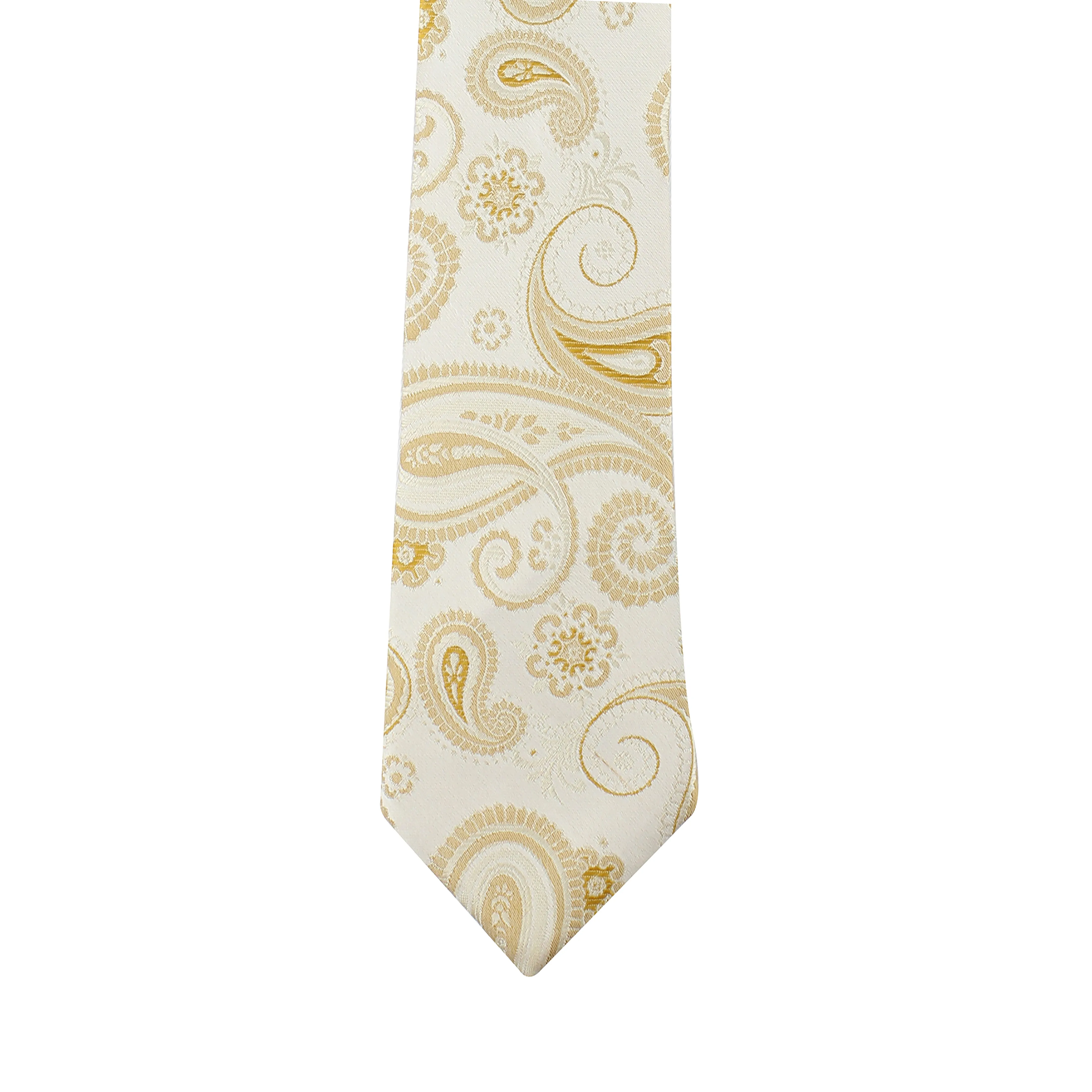 Kovove Elegant White Paisley Necktie and Pocket Square Gift Box