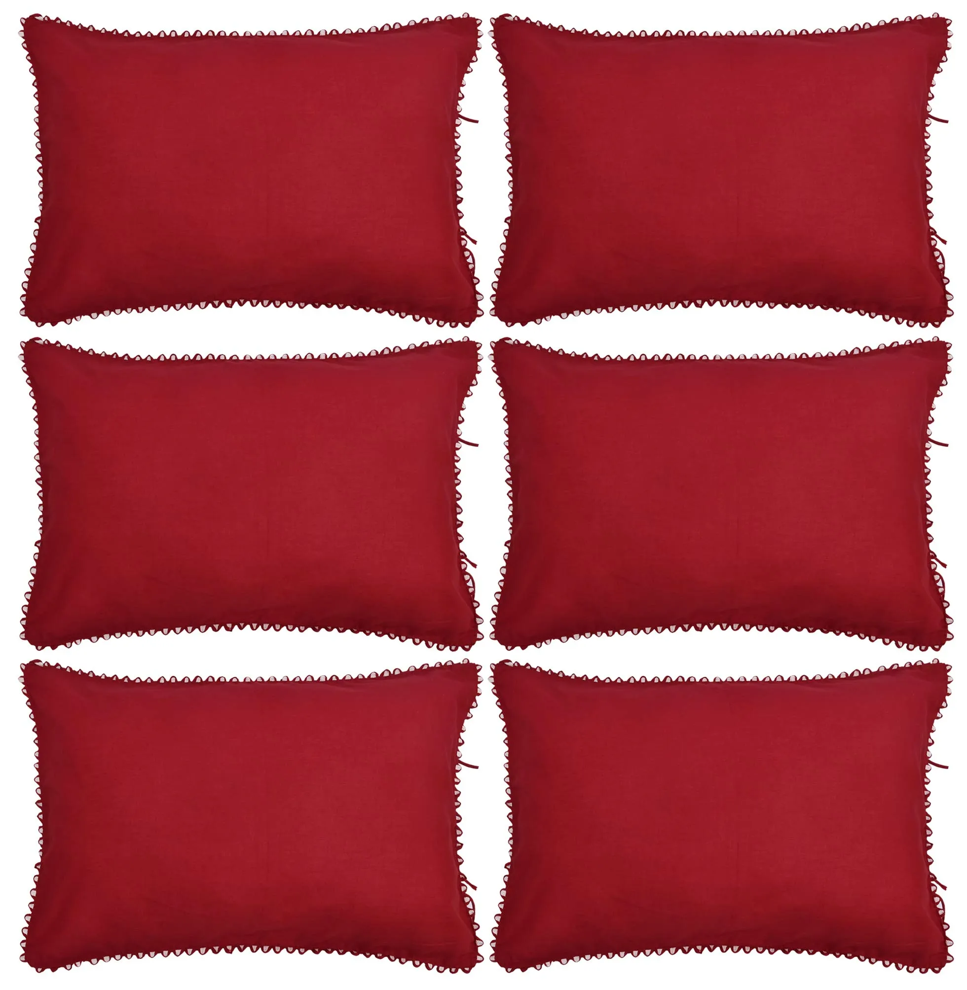 Kuber Industries 6 Piece Cotton Pillow Cover Set-17"x24" (Maroon) Luxury Pillow Covers-KUBMART03395