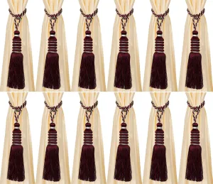 Kuber Industries Polyester 12 Pieces Curtain Tie Back Tassel Set (Maroon) -CTKTC12869