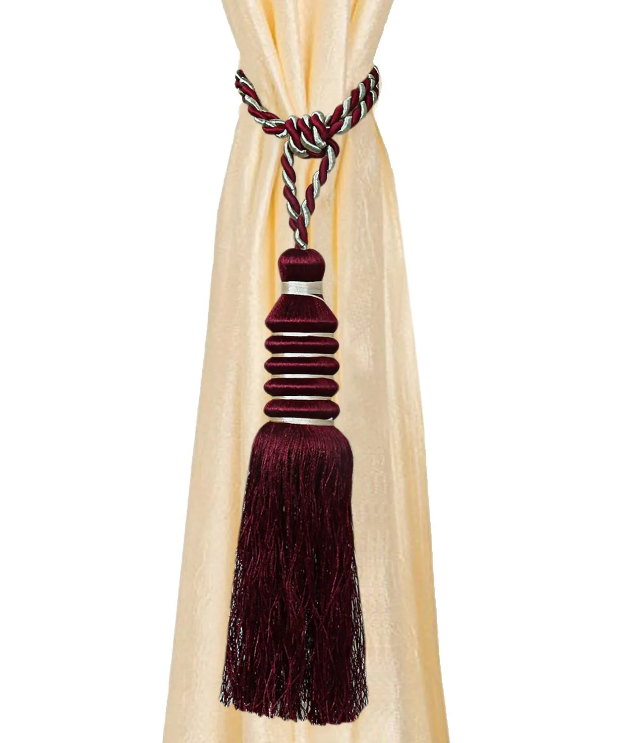 Kuber Industries Polyester 12 Pieces Curtain Tie Back Tassel Set (Maroon) -CTKTC12869