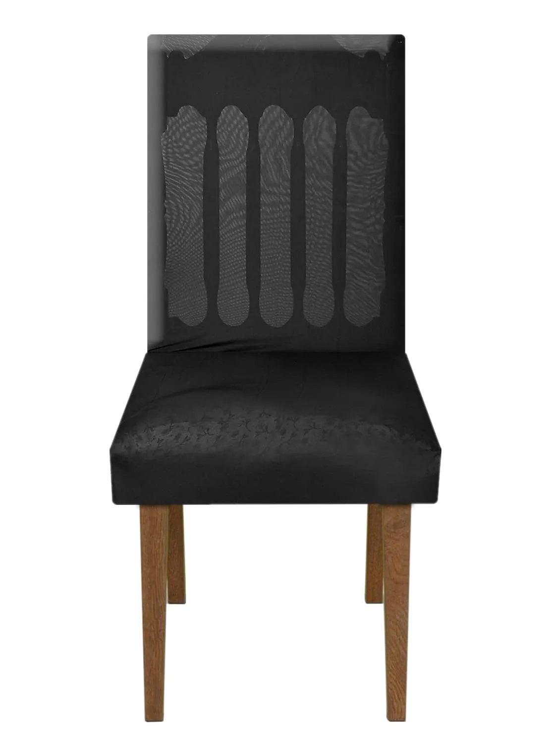 Kuber Industries Polyester Stretchable Elastic Dining Chair Cover/Seat Slipcover/Seat Protector- Pack of 6 (Black)-50KM0974