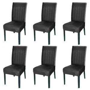 Kuber Industries Polyester Stretchable Elastic Dining Chair Cover/Seat Slipcover/Seat Protector- Pack of 6 (Black)-50KM0974