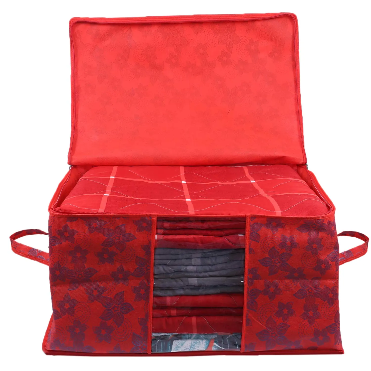 Kuber Industries Underbed Storage Bag, Storage Organiser, Blanket Cover Set of 5 - Maroon, Extra Large Size, CTKUBM21