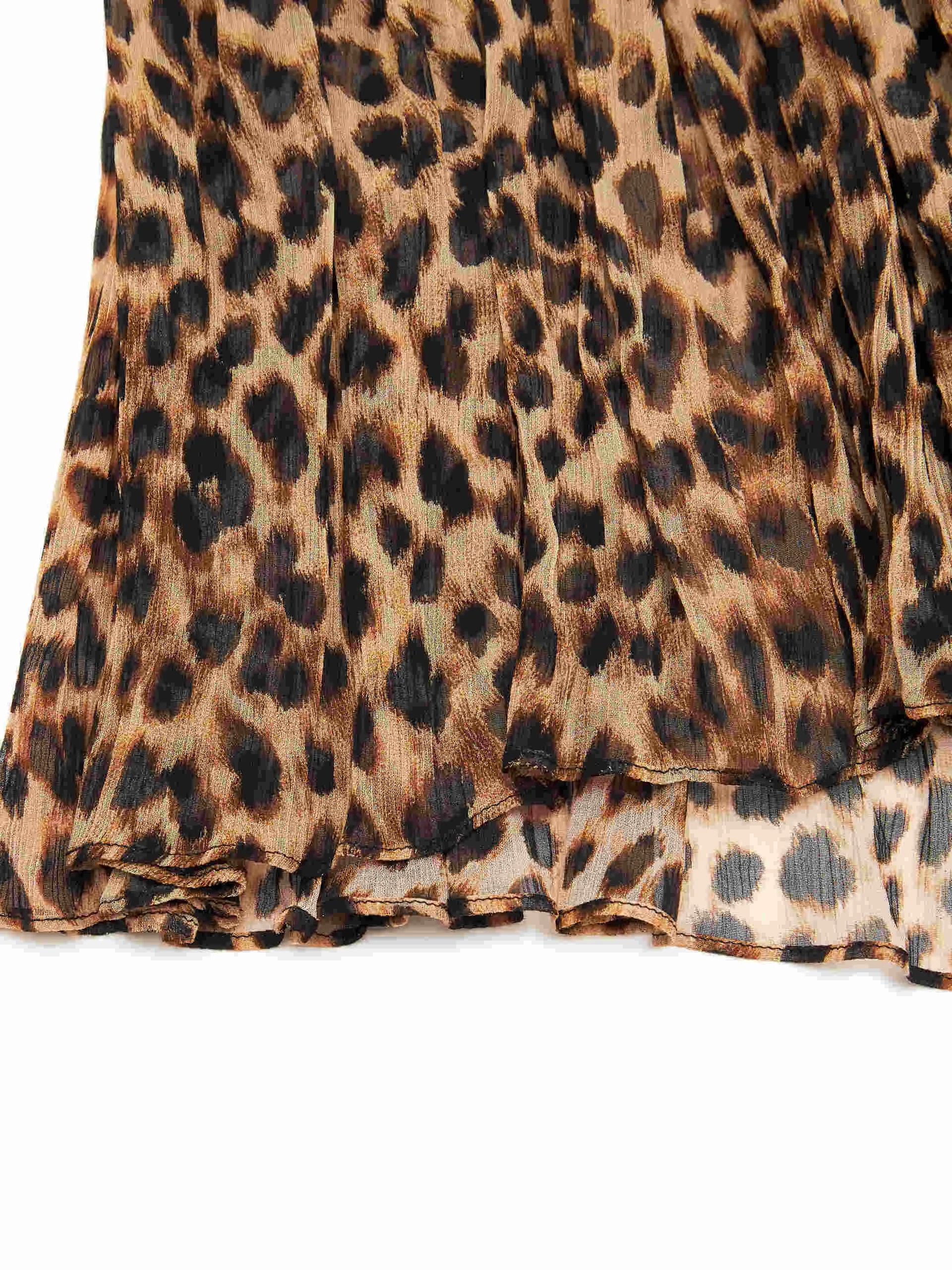 Leopard Print Pleated Skirt