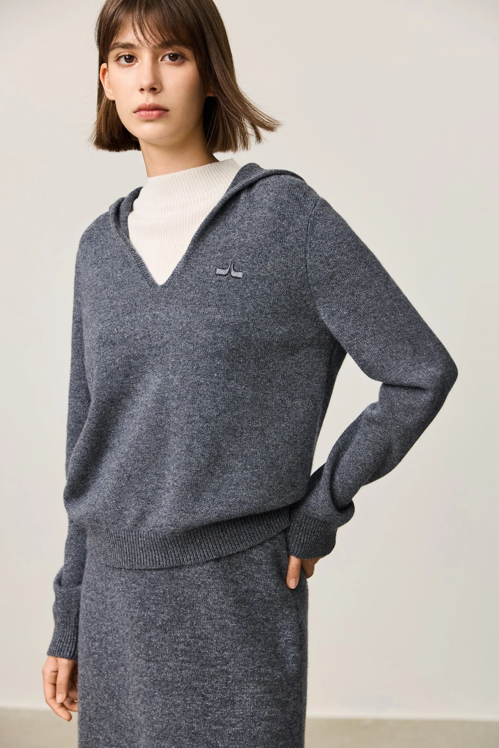 LILY Layered Look Hoodie Knit Sweater