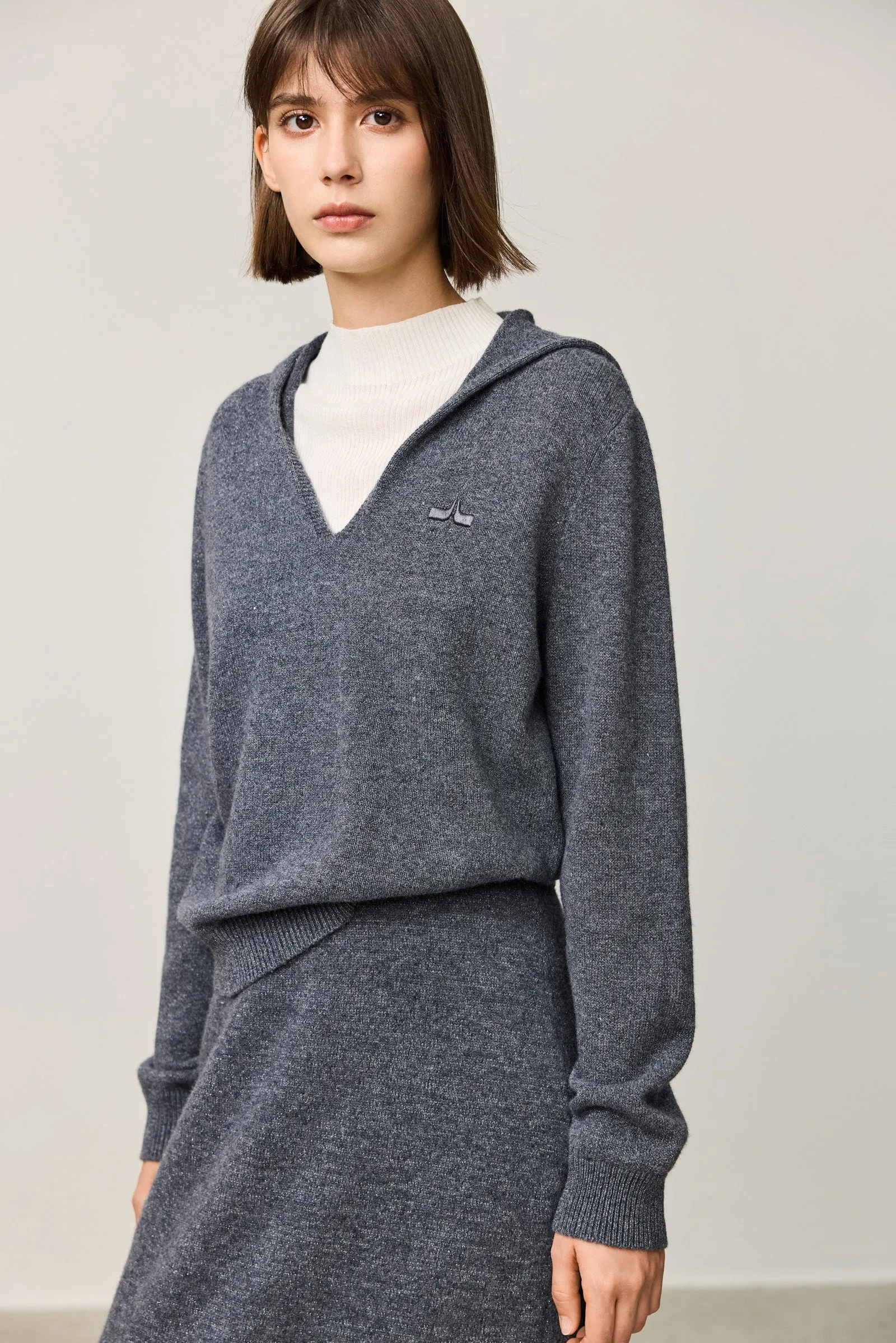 LILY Layered Look Hoodie Knit Sweater