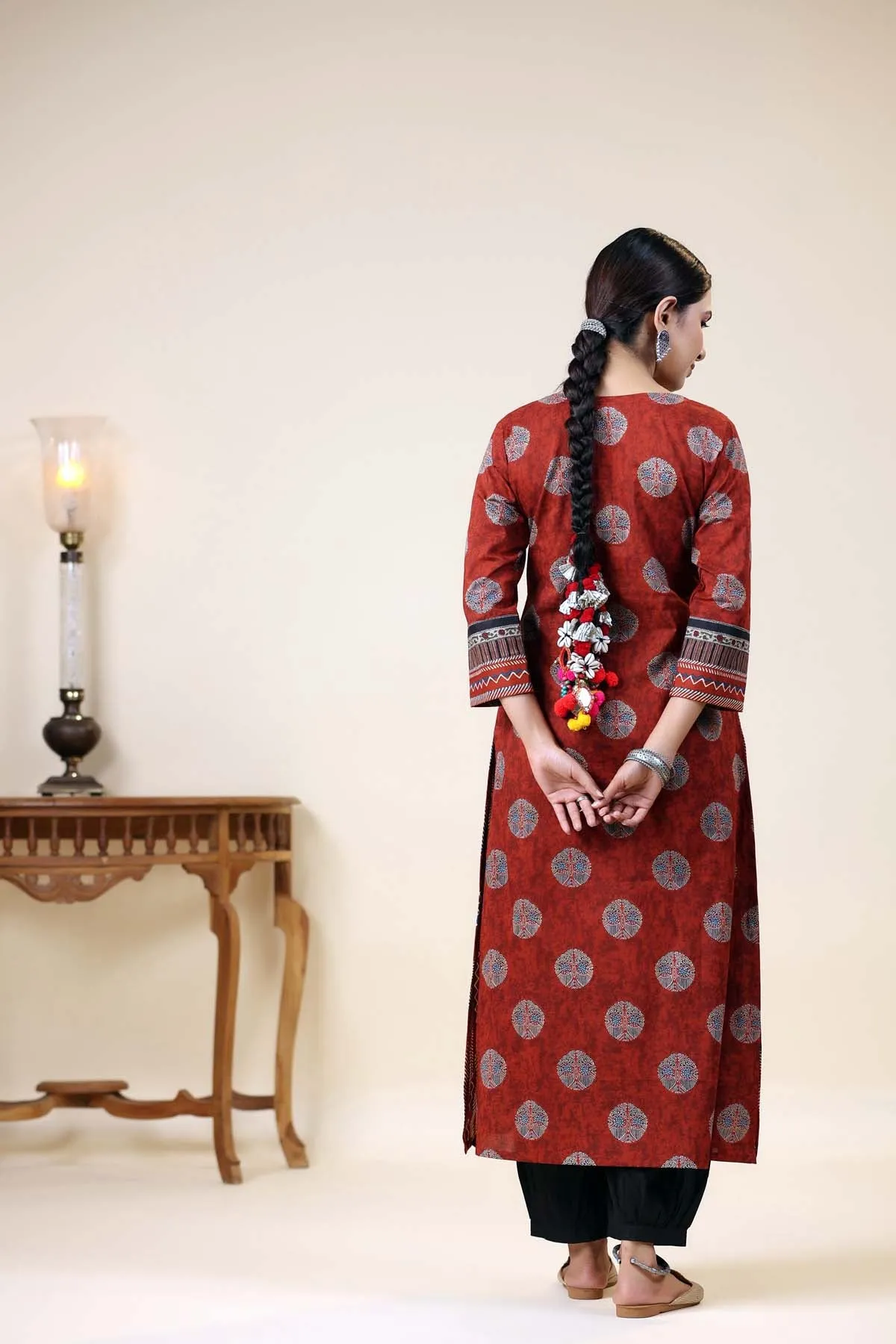 Long Length A-Line Kurta In Maroon Color