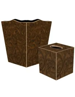 Lustrous Burlwood Decoupage Bath Set