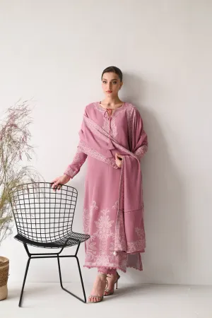 Luxury Karandi Vol II  - PASTEL PINK LUXURY EMBROIDERED KARANDI SET (NEL-24636)