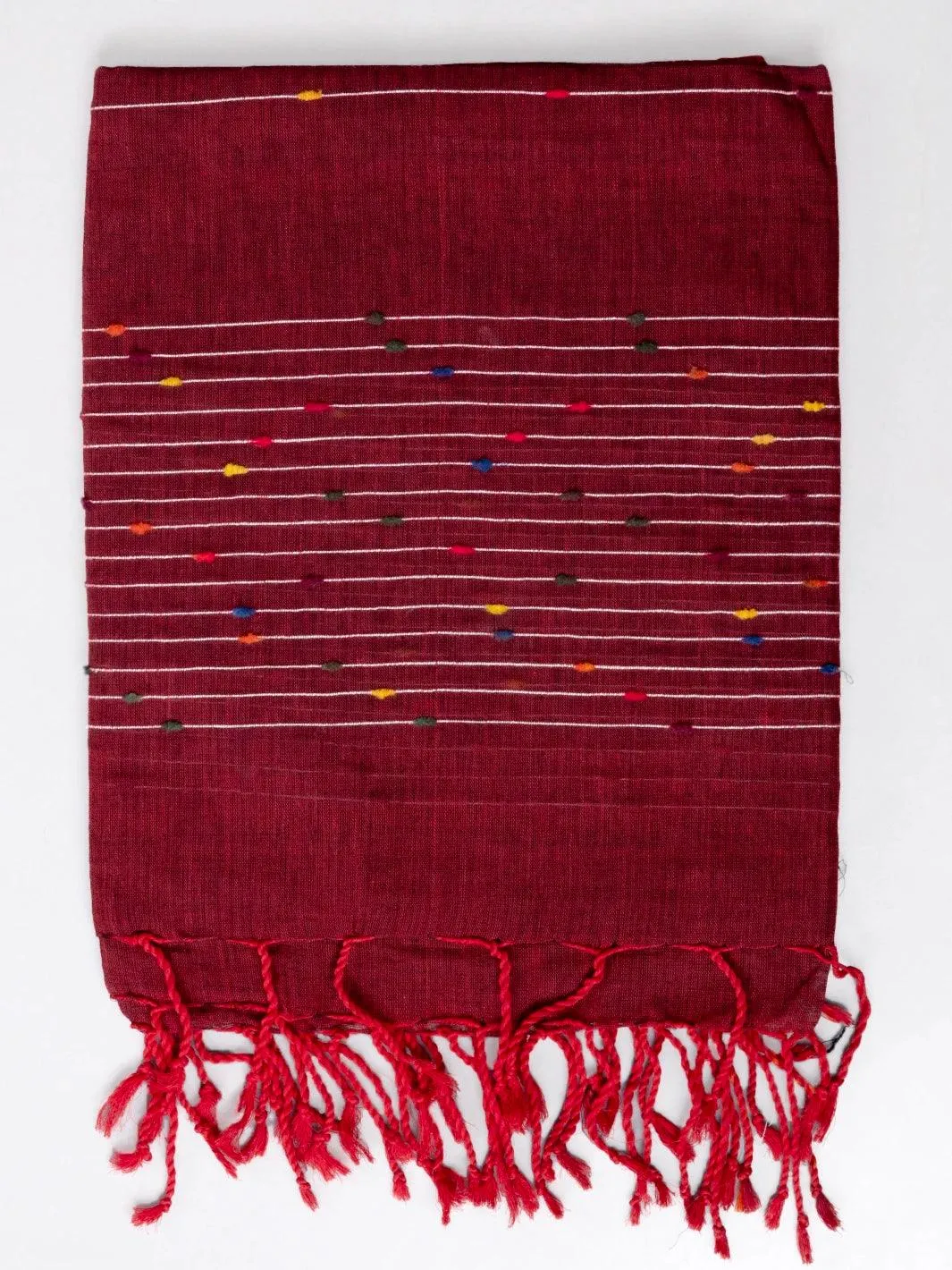 Maroon Handwoven Cotton Dupatta