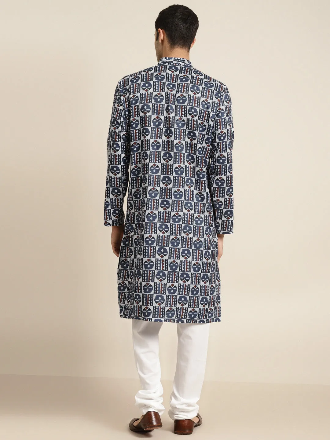 Men's Cotton Multi Printed Only Kurta  - Sojanya