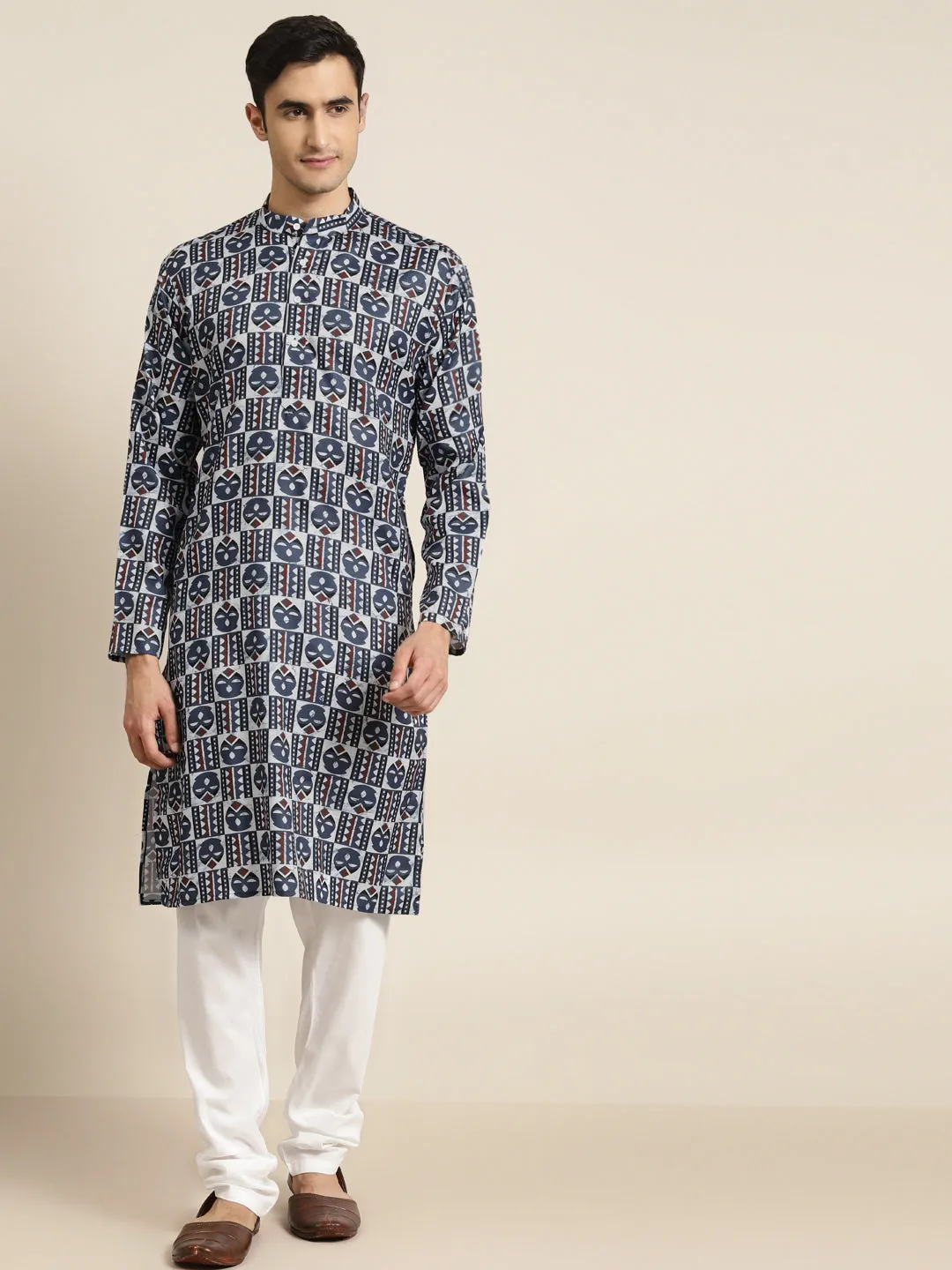 Men's Cotton Multi Printed Only Kurta  - Sojanya