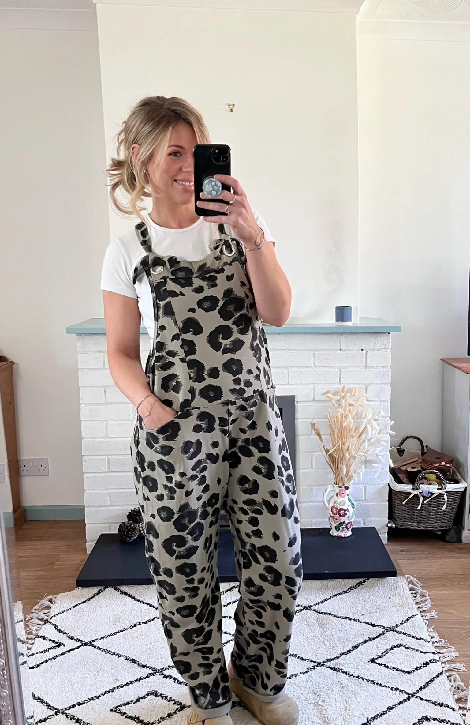 Mocha Leopard Print Dungarees