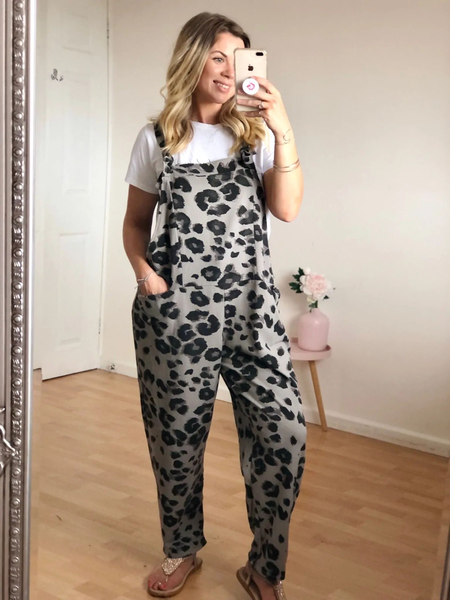 Mocha Leopard Print Dungarees