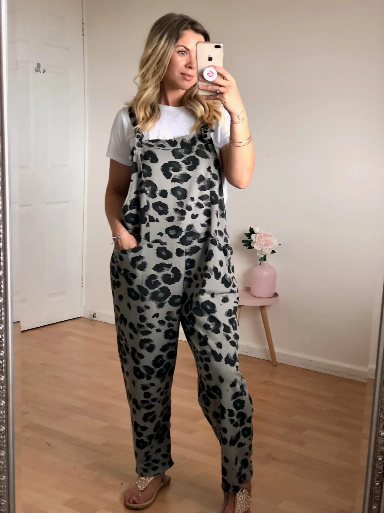 Mocha Leopard Print Dungarees