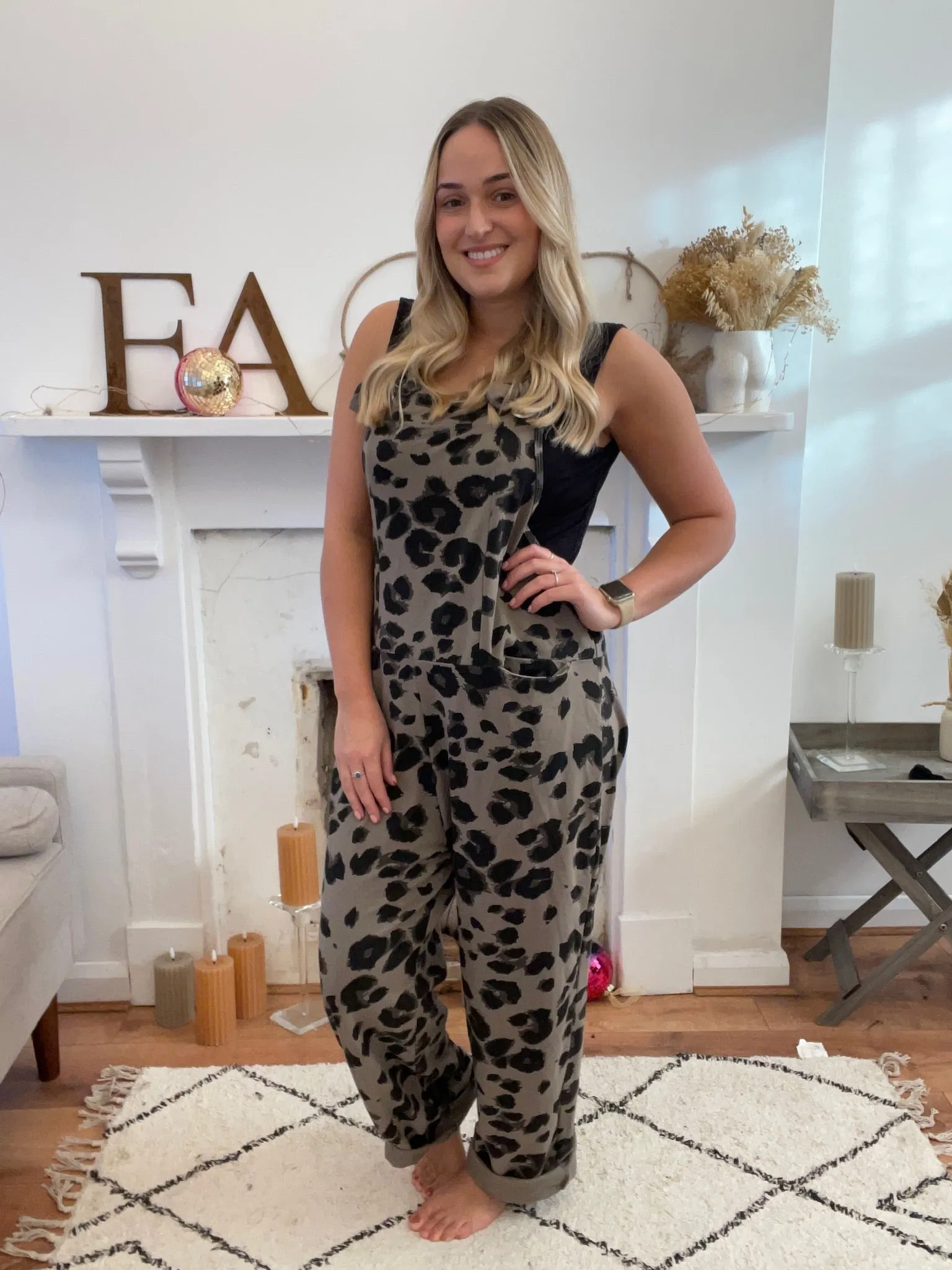 Mocha Leopard Print Dungarees