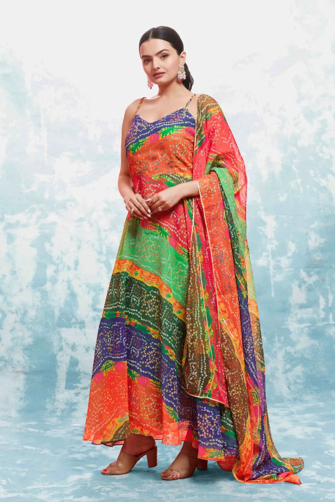 Multi-Colored Georgette Top with Printed Work - Fully Stitched Ready to Wear