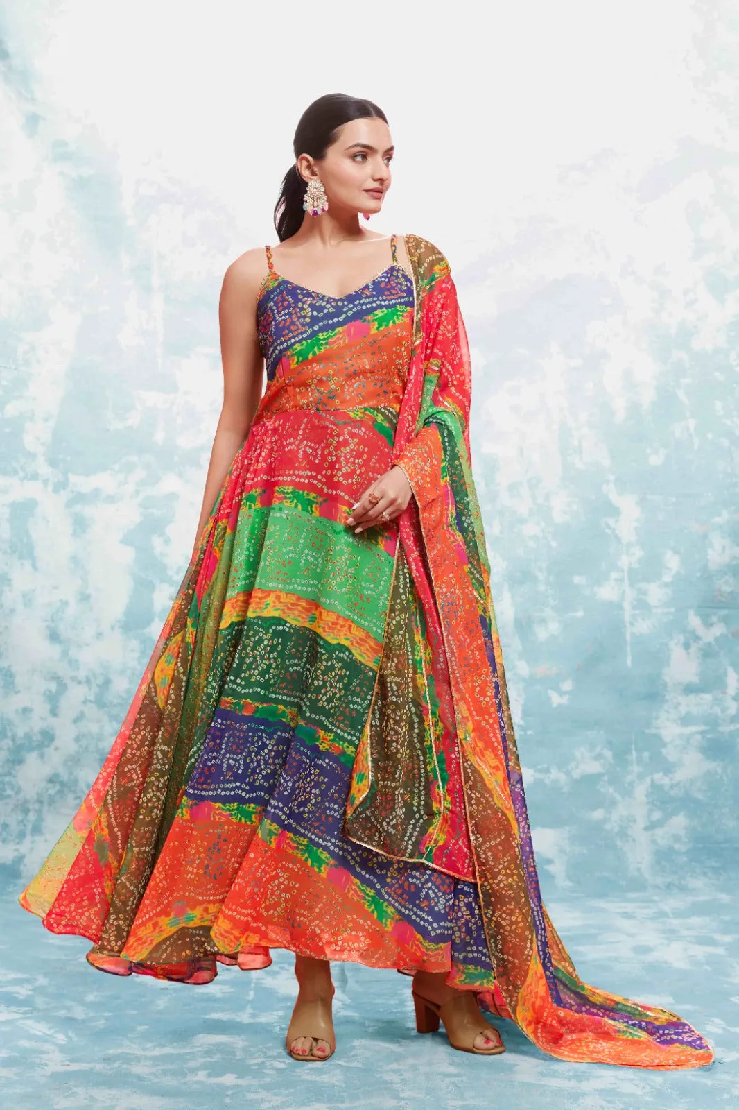 Multi-Colored Georgette Top with Printed Work - Fully Stitched Ready to Wear