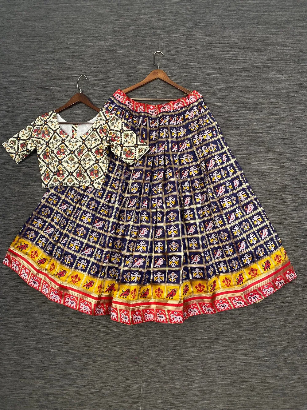 Navy Blue Color Jacquard Patola Navratri Ghaghara Choli