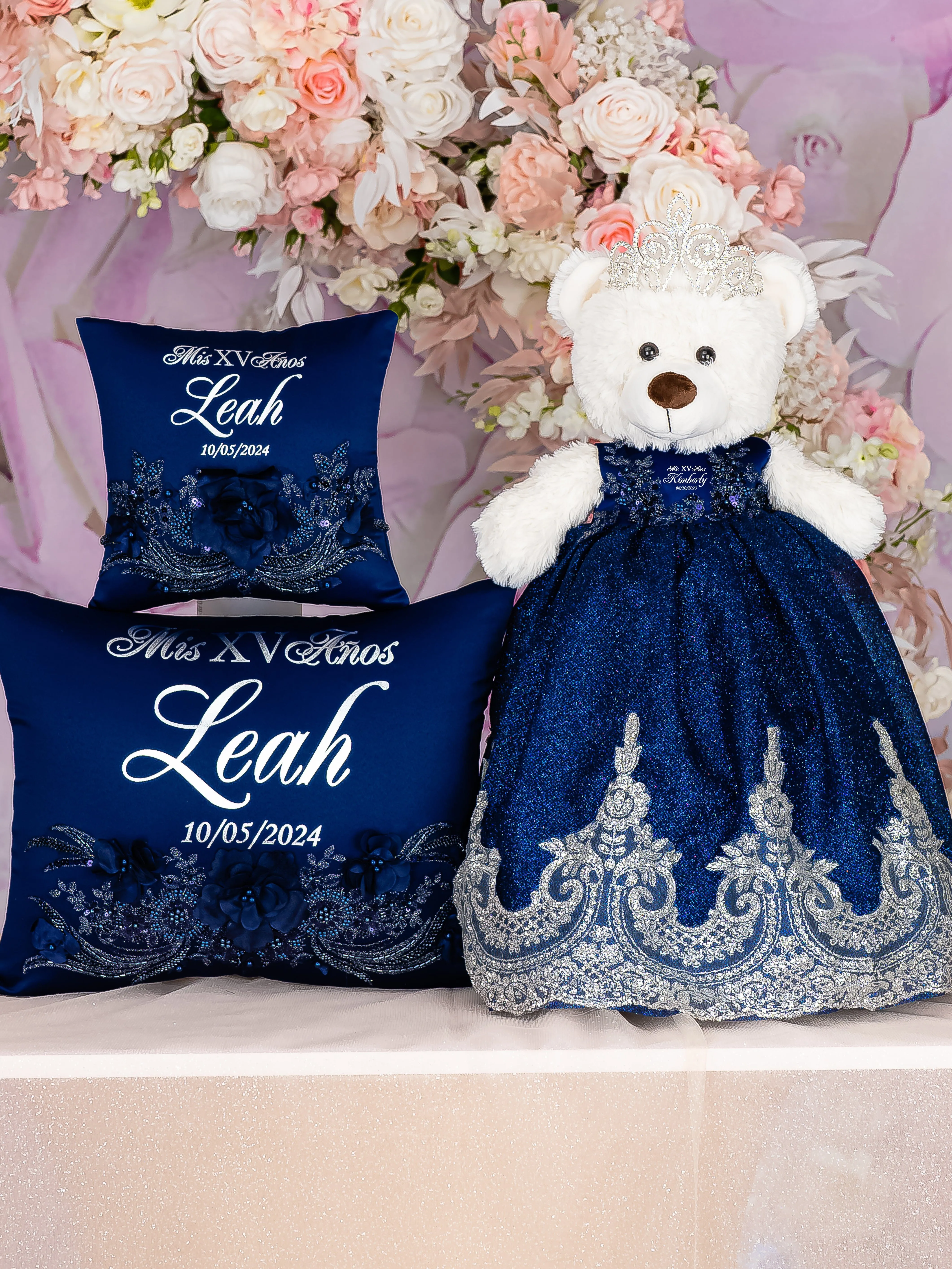 Navy Blue with silver Quinceanera Bible (Spanish version)