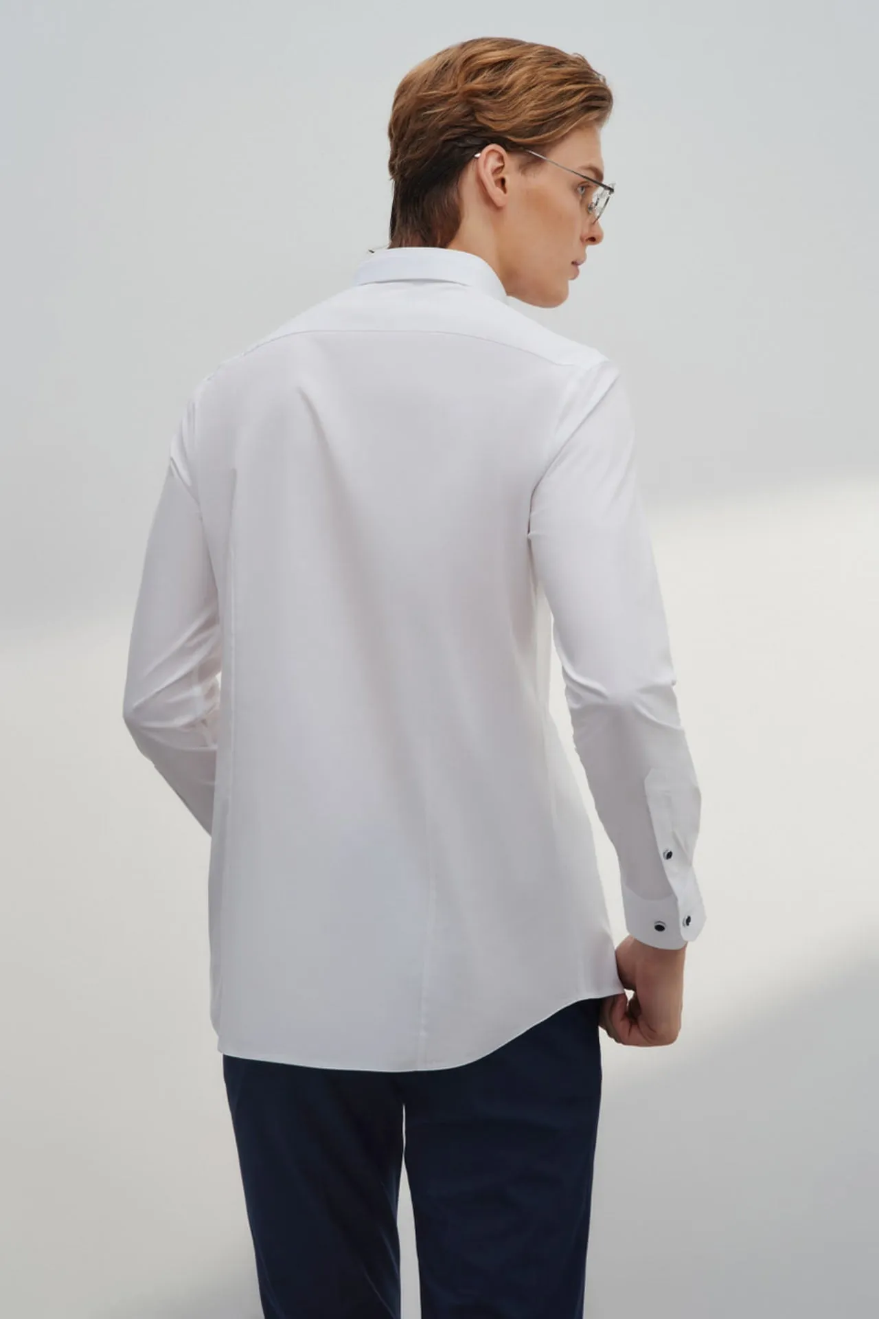 Non-Iron Easy Care Smart Fit Poplin Shirt Design Detail Collar