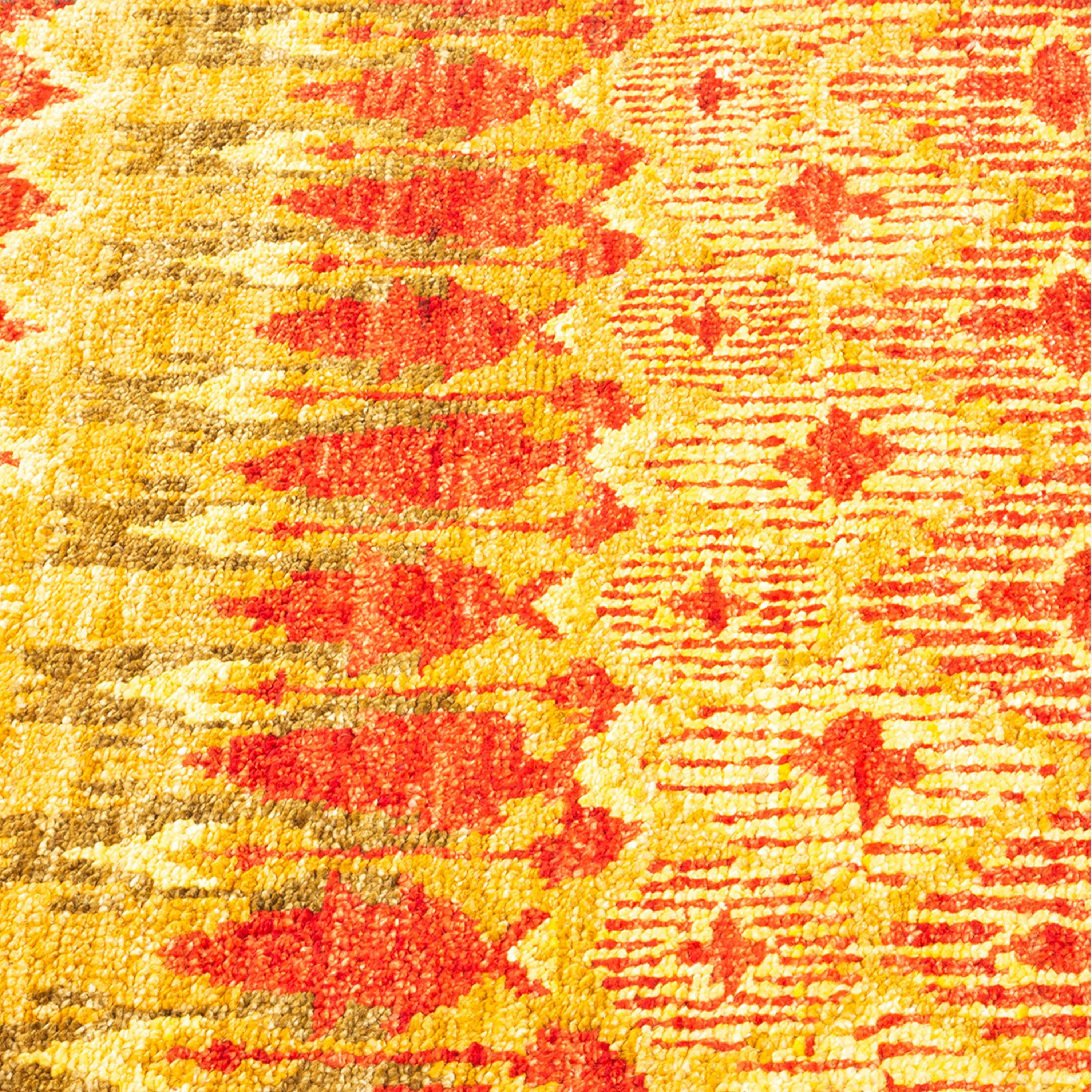 Orange Traditional Wool Runner - 2' 6" x 12' 4"