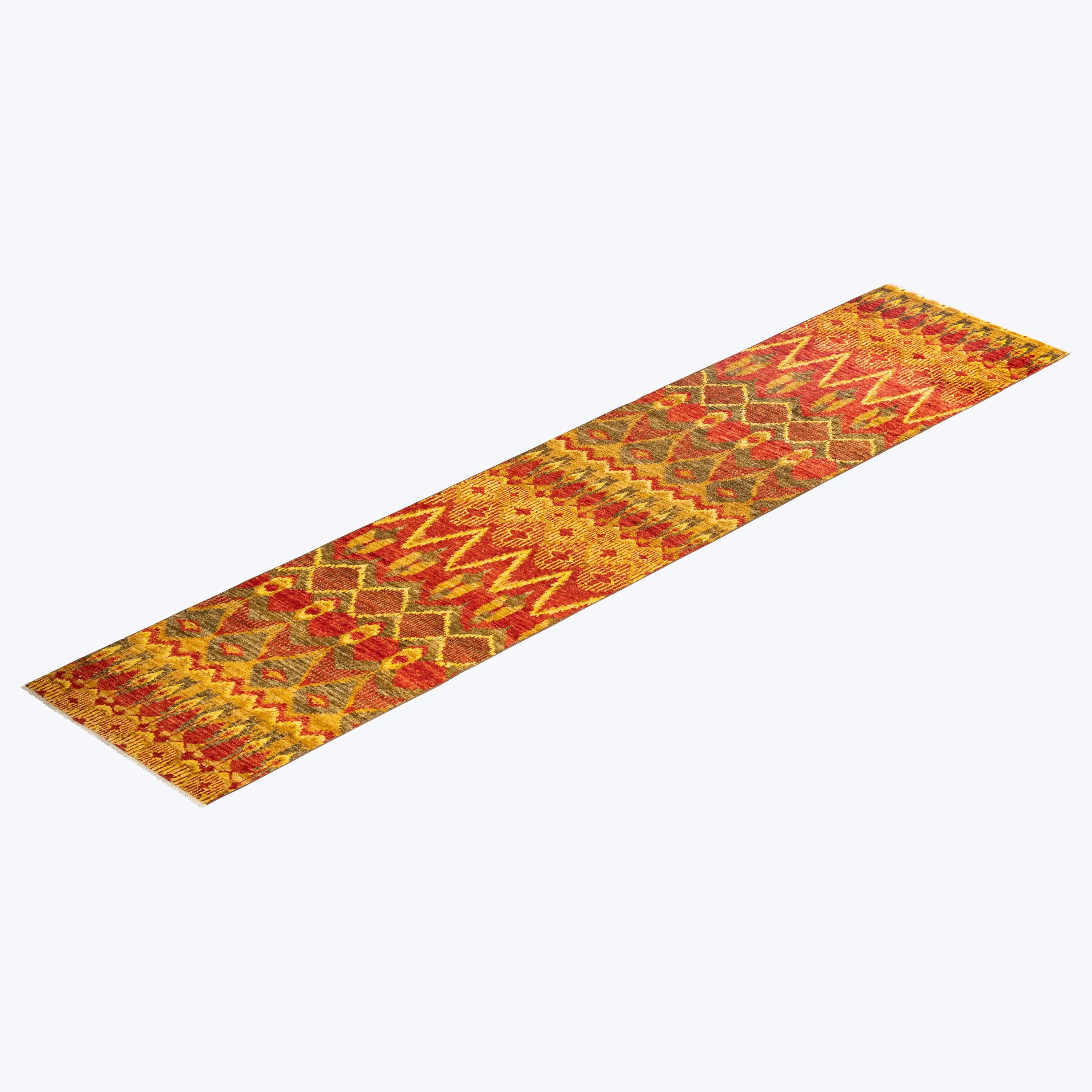 Orange Traditional Wool Runner - 2' 6" x 12' 4"