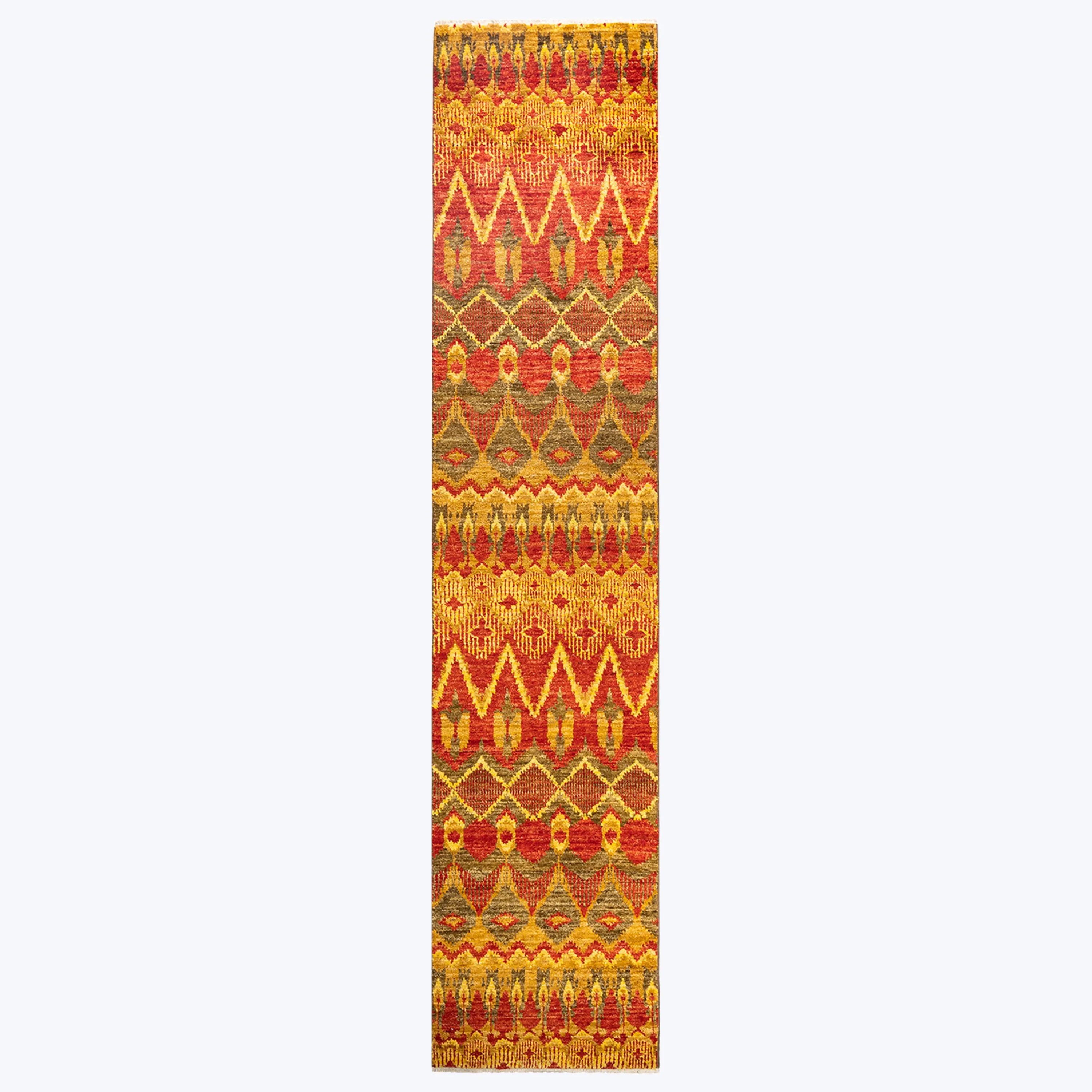 Orange Traditional Wool Runner - 2' 6" x 12' 4"