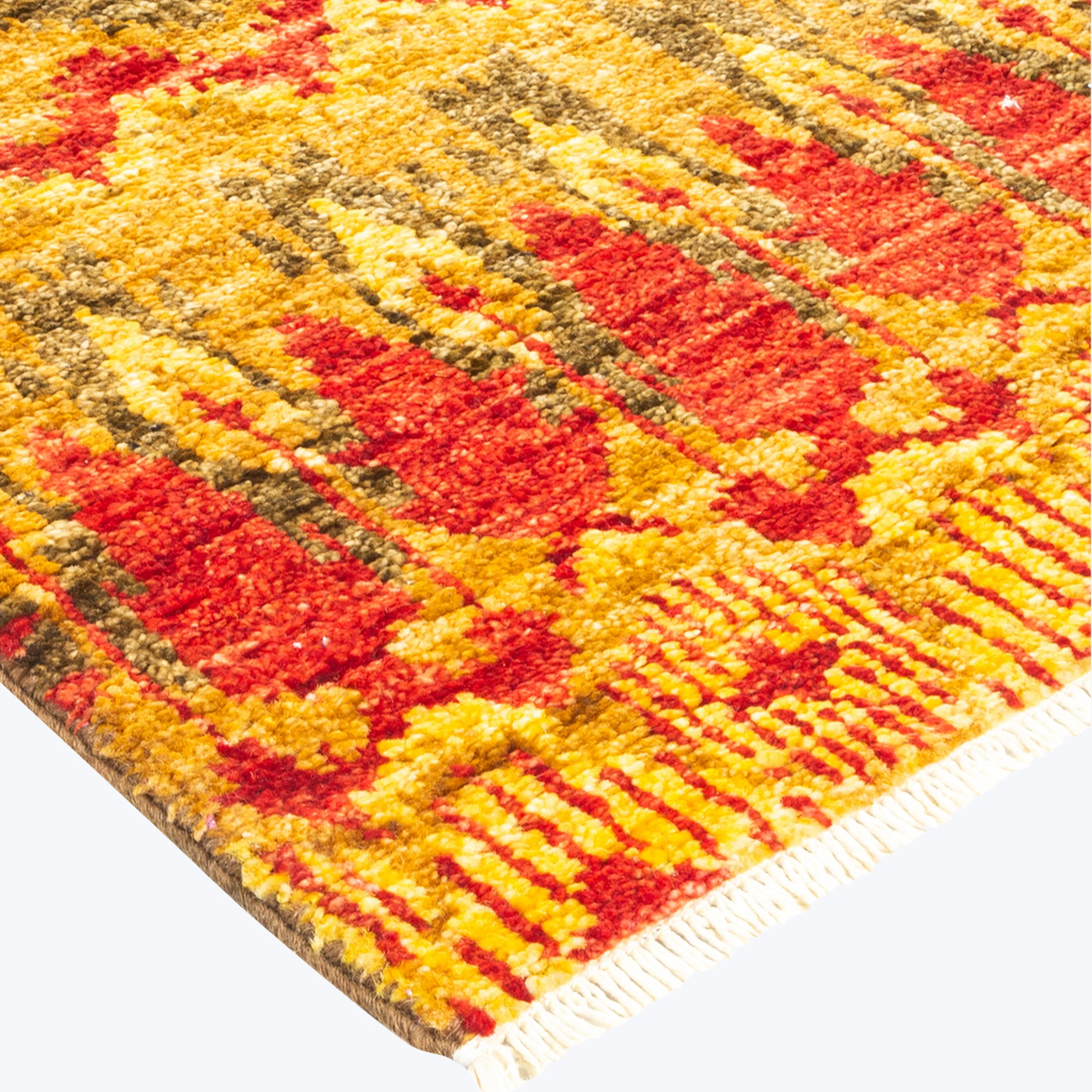 Orange Traditional Wool Runner - 2' 6" x 12' 4"