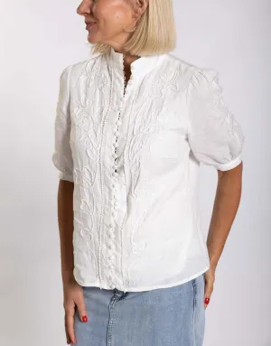 Perla Embroidered Blouse - White