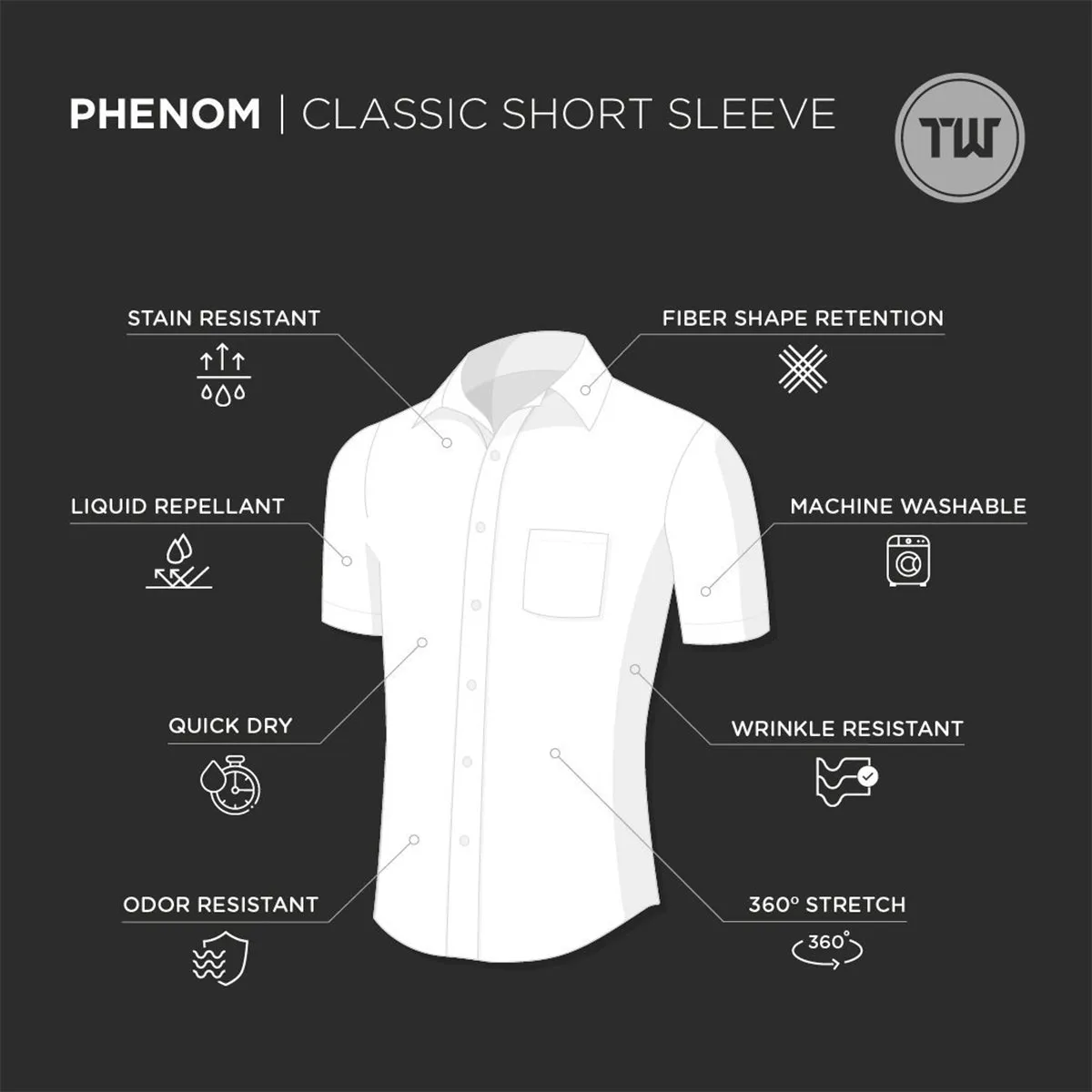 Phenom Classic White Short Sleeve Dress Shirt