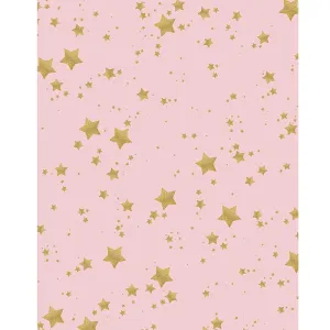 Pink with Gold Glitter Stars Printed Backdrop