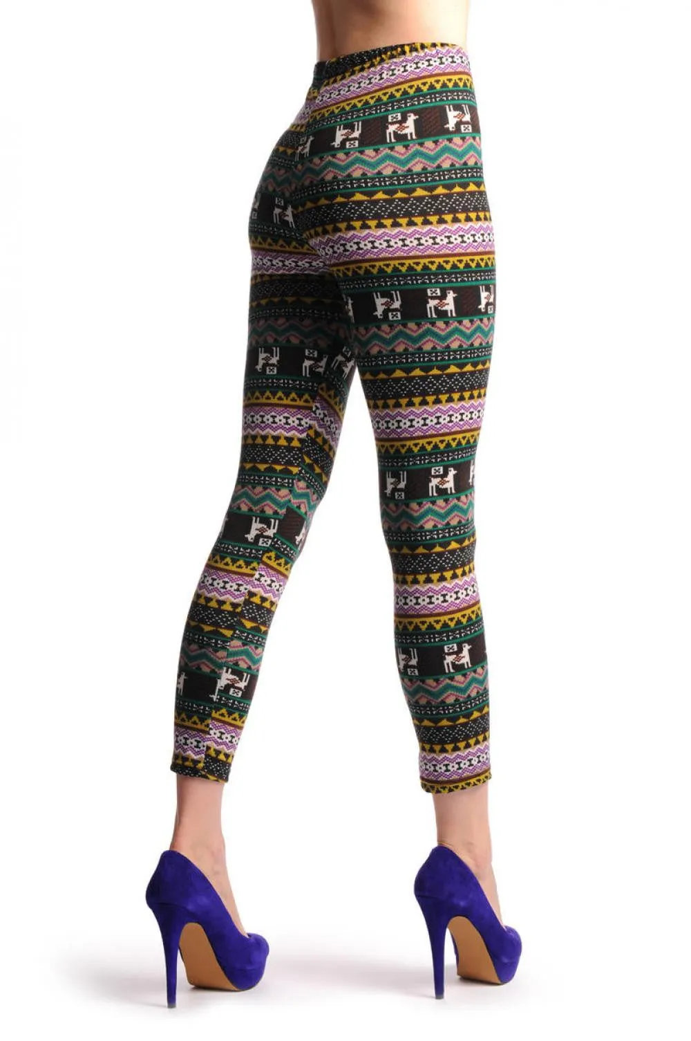 Purple Mustard & Black Aztec Jacquard Knit Print