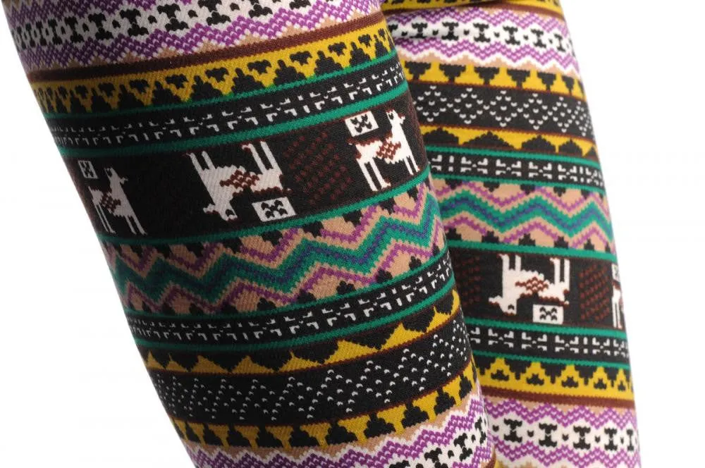 Purple Mustard & Black Aztec Jacquard Knit Print