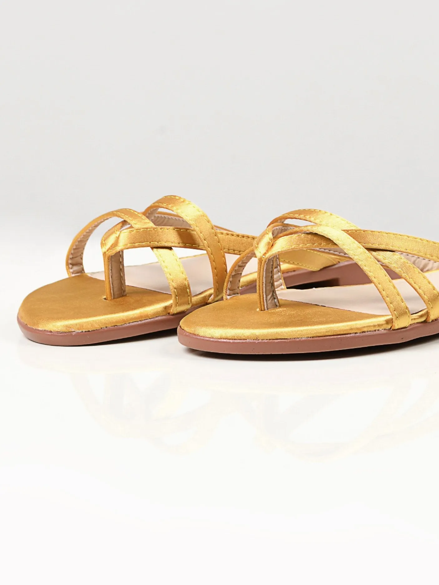 Satin Strap Flats - Yellow