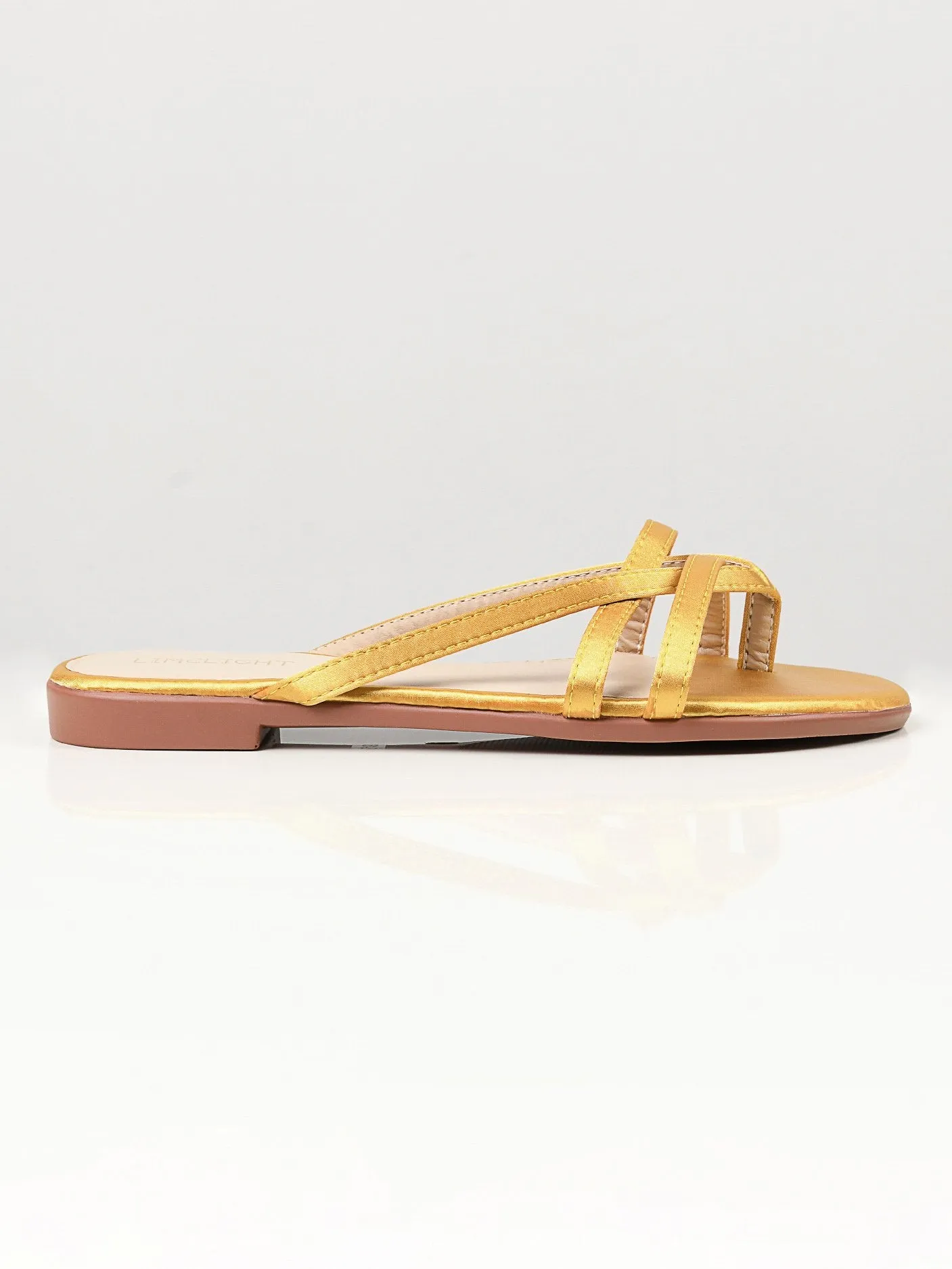 Satin Strap Flats - Yellow