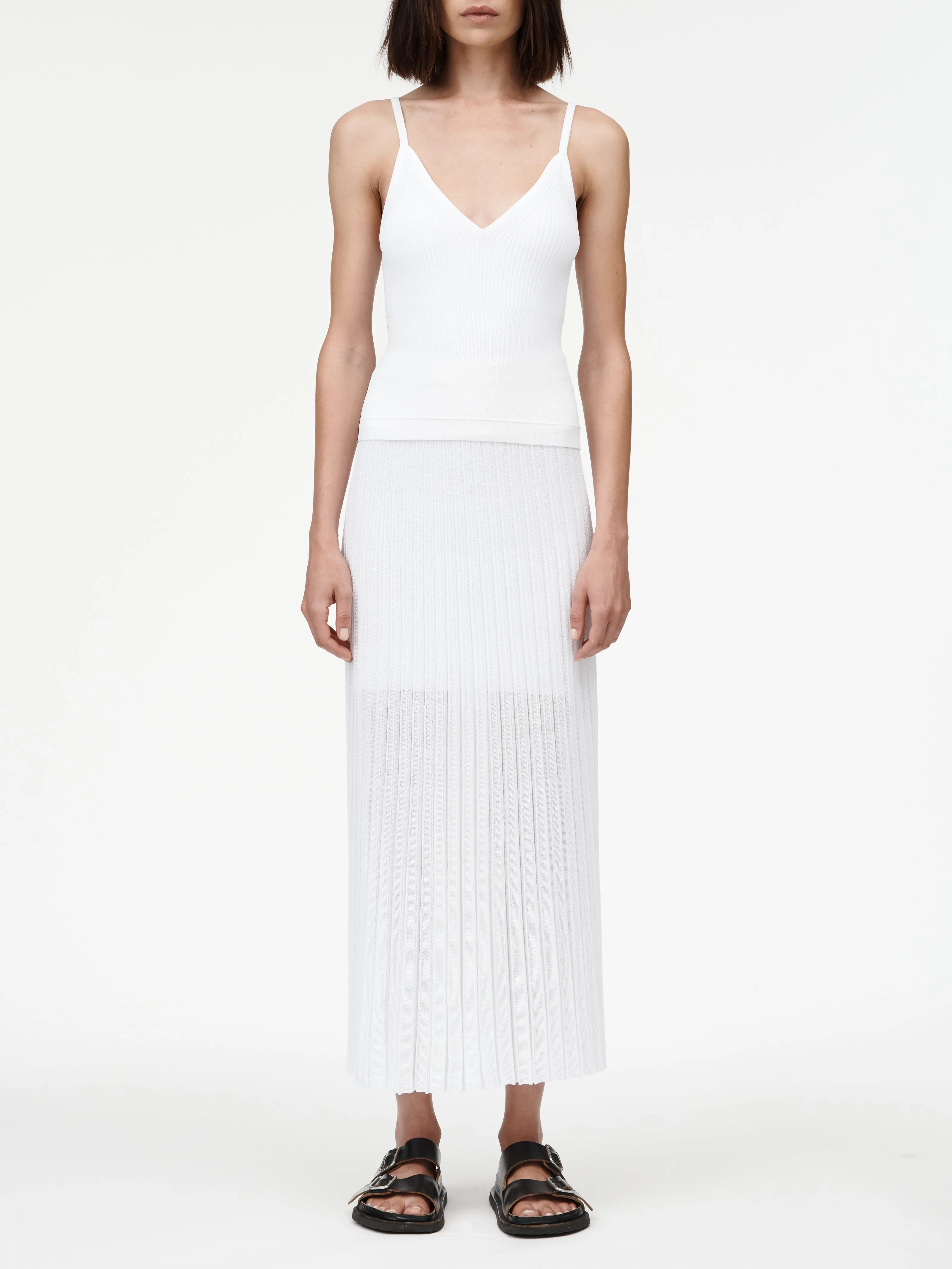 Sheer Pleat Skirt in White