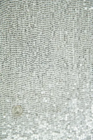 Shiny Silver Sequins & Beads on Silk Chiffon JEC-132-49 Fabric