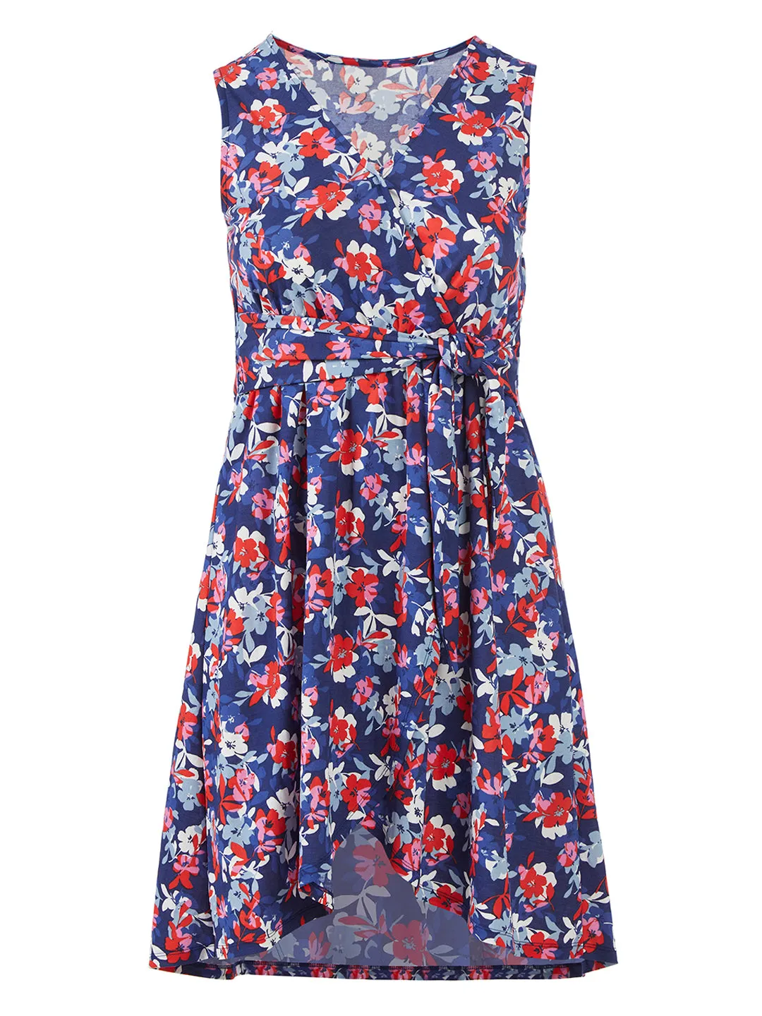 Sleeveless Floral Wrap Dress