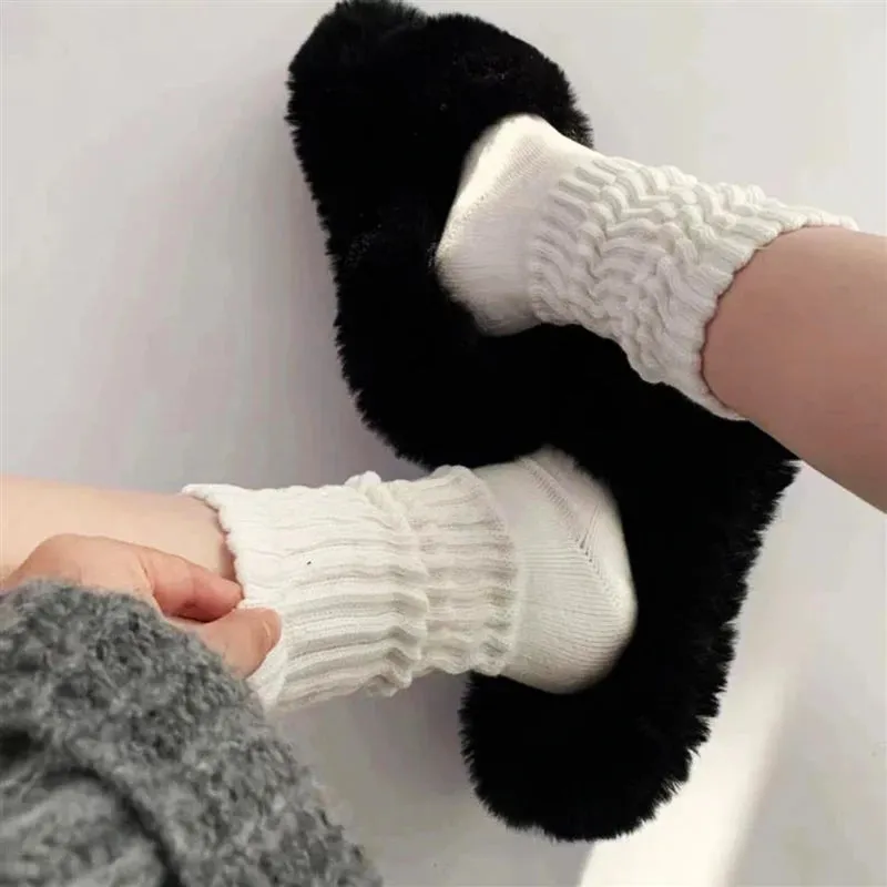 Sohiwoo 1 Pair Women Winter Cashmere Wool Warm Socks Solid Japanese Girls Harajuku JK Lolita Long Socks Retro Elastic Streetwear Socks