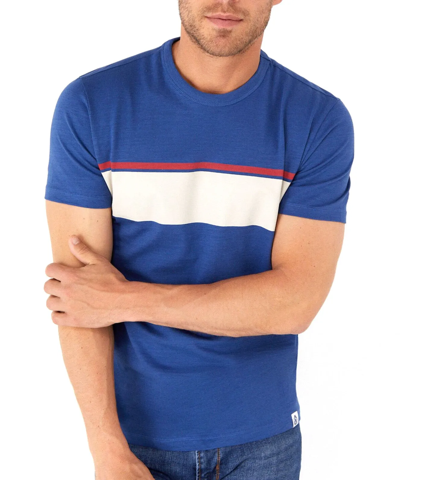 Striped Printed T-Shirt Medium Blue