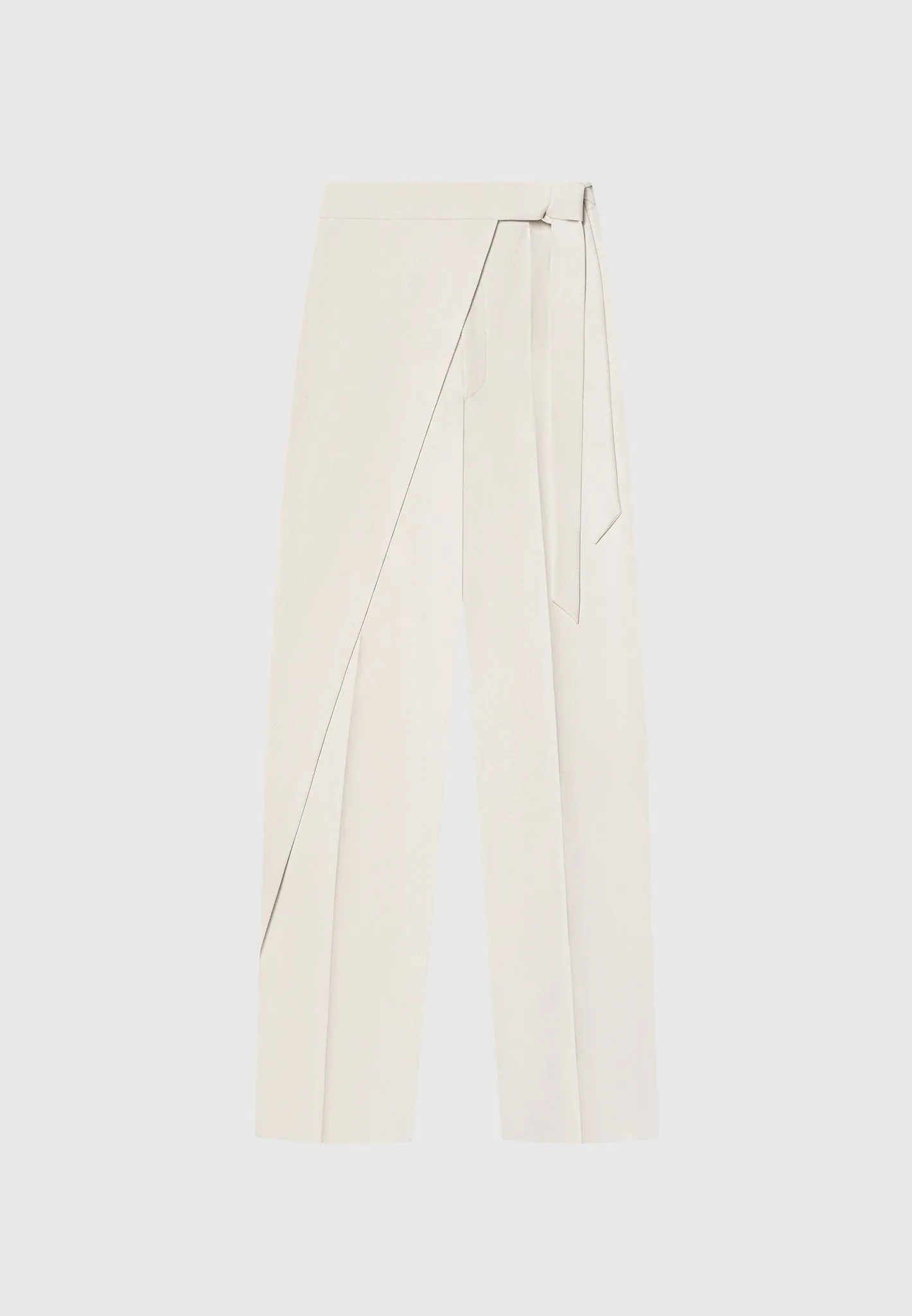 Tailored Wrap Trousers with Tie - Light Beige