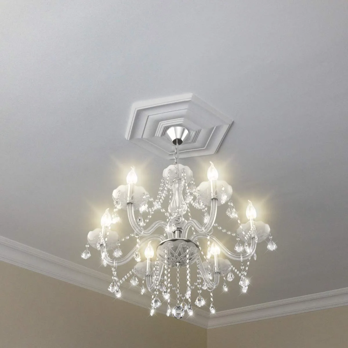 Tangkula Crystal Chandelier, 6 Light Ceiling Lighting Fixture (Transparent)